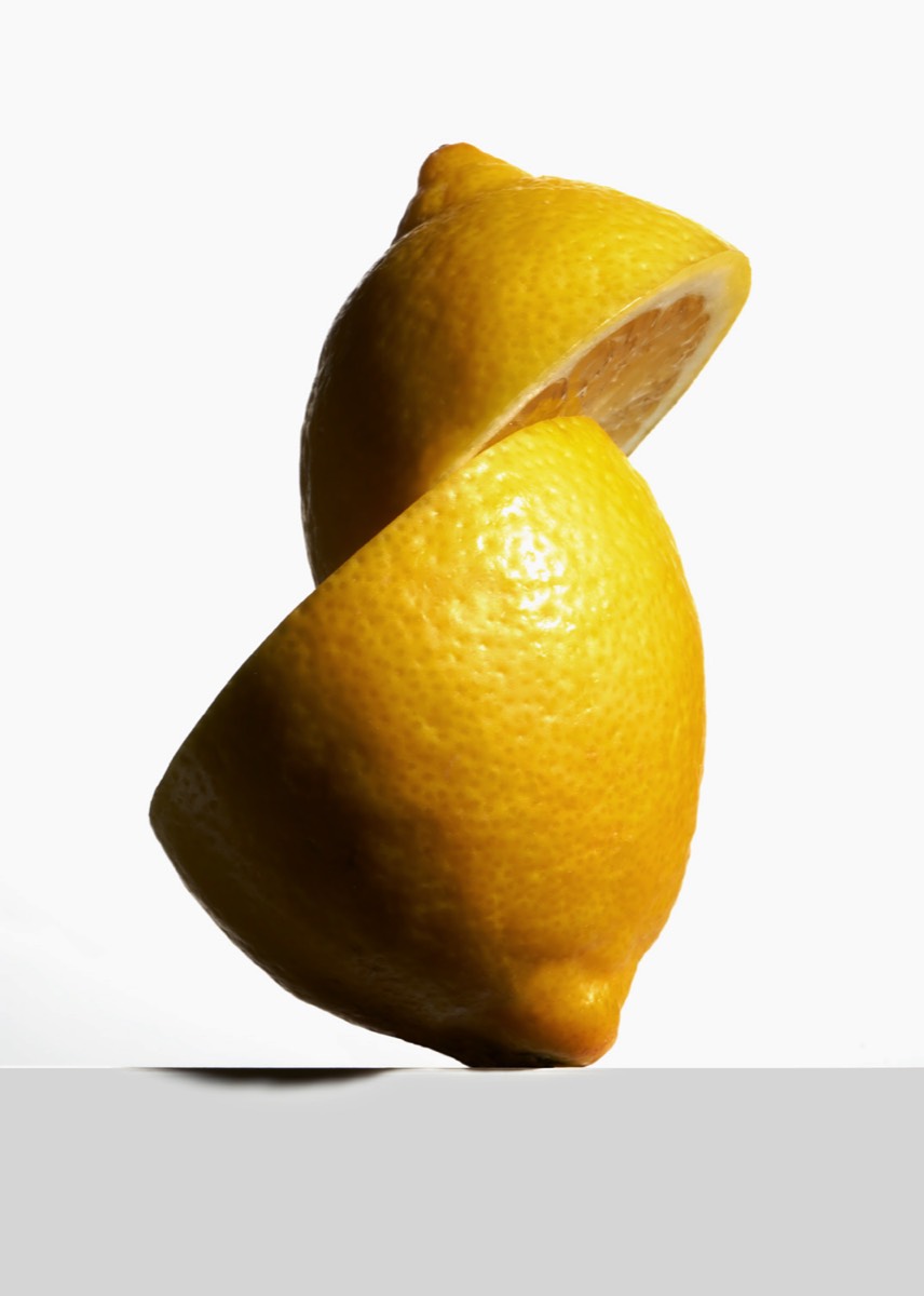 lemon cut at an angle